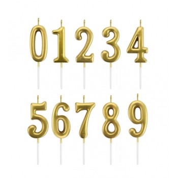 Свеча цифра золото в ассортименте,1 шт (h=6см)