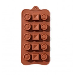 Кружочки, квадратики силиконовая форма для шоколада 21,5*10,4 см 15 ячеек 3624970