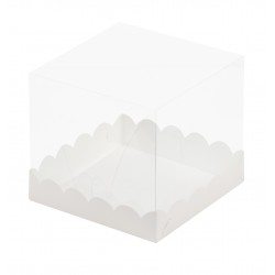 Коробка для торта 150*150*140 с прозрачным куполом БЕЛАЯ 022100