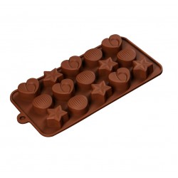 Форма для шоколада «Звёзды, ракушки, сердца», 20,6*10,3 см, 15 ячеек 2854846