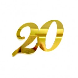 'Цифра 20' золото, пластиковый топпер бенто (Ц02)