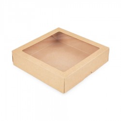 Коробка для пряников 20*20*4 см КРАФТ с окном (ONEBOX 1500) 15188