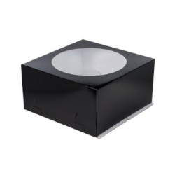 Коробка для торта с окошком, 300*300*190 мм (черная) Х-Э