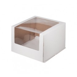 Коробка для торта 300*300*220 мм с увеличенным окошком, (белая) гофрокартон