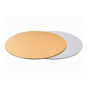 Подложка для торта 30 см усиленная круг золото-белая 3,2 мм