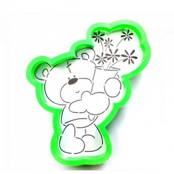 Трафарет+форма 'Мишка тедди с букетом' LC-00004497 пластик