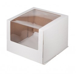 Коробка для торта с увеличенным окошком 260*260*210 мм (белая) гофрокартон (020700)