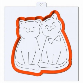 Трафарет+форма Влюбленные кошки LC-00010256 пластик