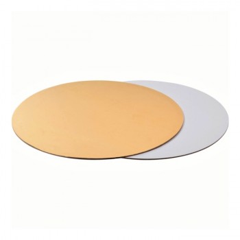 Подложка для торта 26 см усиленная круг золото-белая 3,2 мм