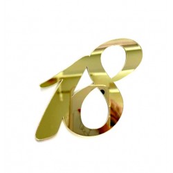 'Цифра 18' золото, пластиковый топпер бенто (Ц01)