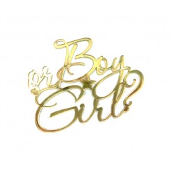 'Boy or girl' золото, пластиковый топпер бенто