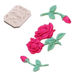 'Розы с листьями' молд силиконовый 661491