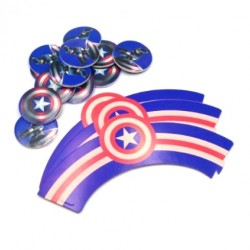 'Капитан Америка' набор для украшения капкейков, 12 шт