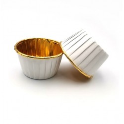 Стаканчики золото-белые бумажные формы для капкейков 10шт