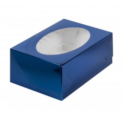 Коробка для капкейков с окном на 6 ячеек синий 235*160*100мм 040340