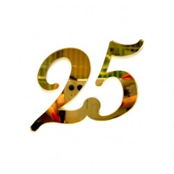 'Цифра 25' золото, пластиковый топпер бенто (Ц03)