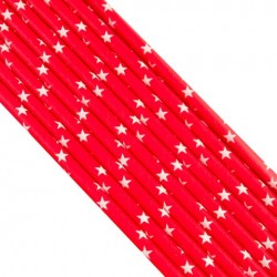 'Красная с белыми звездами', палочки для кейкпопсов, бумага 20 шт 20 см 204134