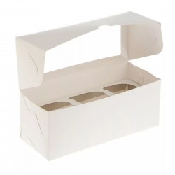 Коробка для капкейков на 3 ячейки белый с окном 1 шт9923117