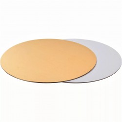 Сольерка для пирожного двухсторонняя КРУГ золото/белая D=9см, 1,5мм 100шт п.1.Б-90 КЗБ