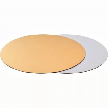 Сольерка для пирожного двухсторонняя КРУГ золото/белая D=9см, 1,5мм 100шт п.1.Б-90 КЗБ