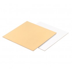 Подложка для торта 30 см плотная квадрат золото-белая 1,5 мм