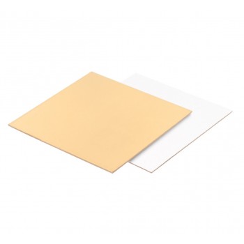 Подложка для торта 30 см плотная квадрат золото-белая 1,5 мм