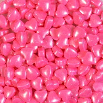 РАСПРОДАЖА_Сердечки розовые перламутр 3D сахарная посыпка (баночка) 50 гр