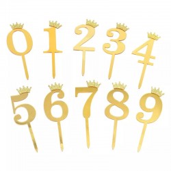 'Цифры золото короной (8,5см)' топпер пластик в ассортименте 1шт