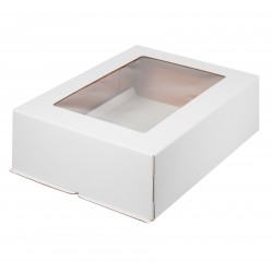 Коробка для торта с окном 300*400*120 мм (белая) гофрокартон 020110