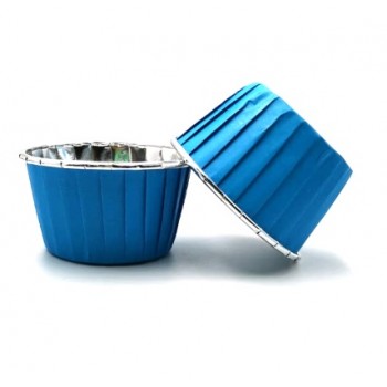 Стаканчики серебро-голубой бумажные формы для капкейков,10 шт.