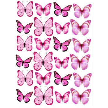 'Бабочки розовые' картинка на сахарной бумаге,A4