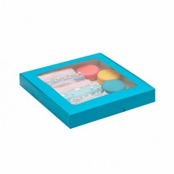РАСПРОДАЖА Коробка картонная, с окном, голубая, 21 х 21 х 3 см 4588958 