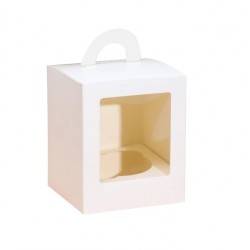 Коробка для капкейка на 1 ячейку с ручкой белый, 9,2*9,2*11,1см 1 шт 7048961