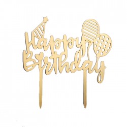 Happy birthday шары топпер ЗОЛОТО пластик для торта 4724921